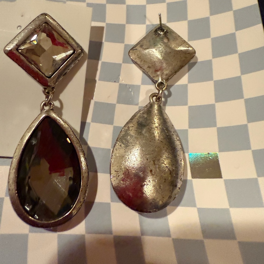 Bebe Silver And Black Geometric Statement Earring… - image 3